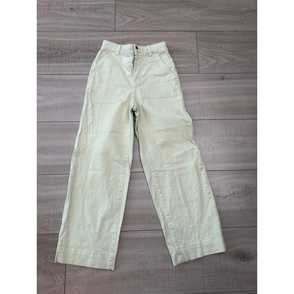Everlane Organic Cotton Wide Leg Pants Light Sage Green High Rise Cropped Size 0